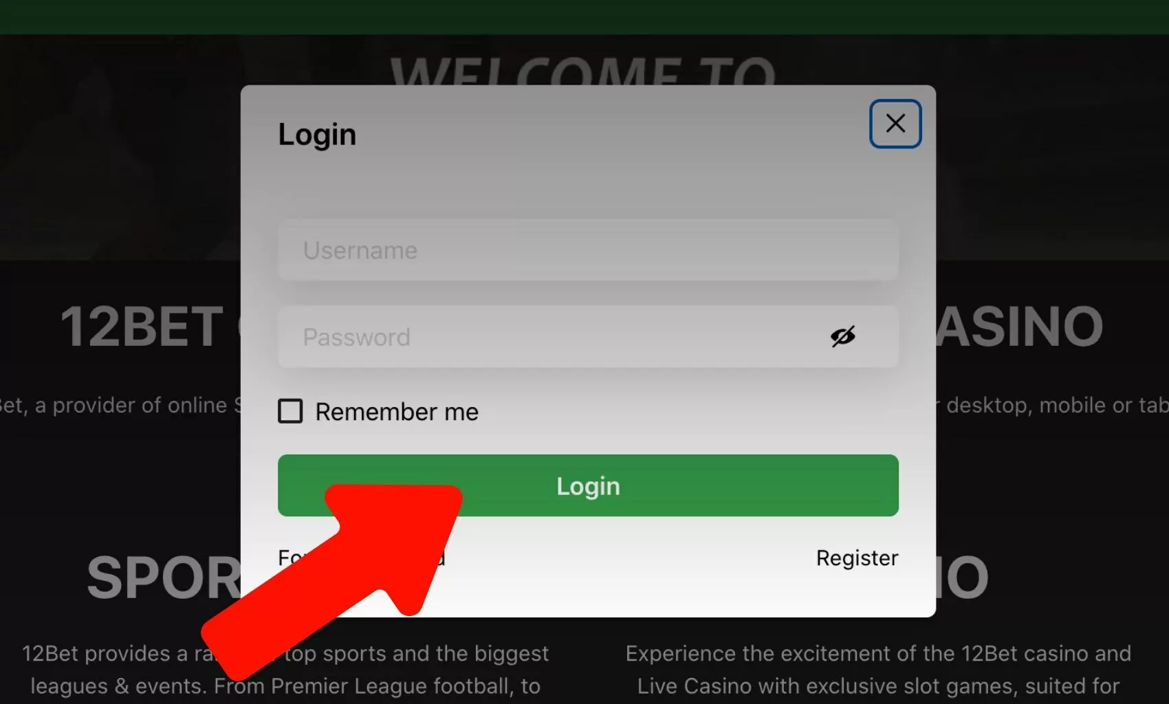 Enter your account dashboard by clicking the login button
